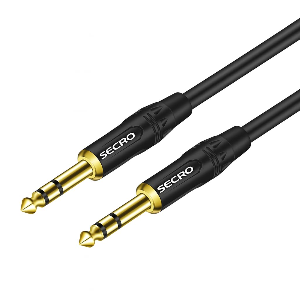SeCro Gold Plated Guitar Instrument Cable, 6.35mm (1/4) TRS to 6.35mm (1/4) TRS Stereo Audio Cable for Electric Guitar,Mandolin, Bass, Amplifier, Keyboard, Mixing Desks (1.5 Meter)