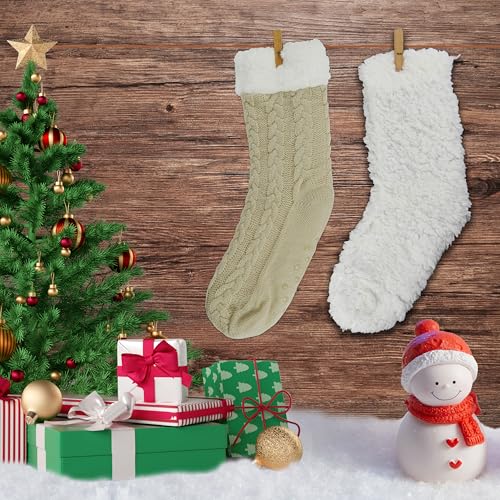 Image of Slipper Socks for Women with Gripper - Winter Non Slip Thick Fuzzy Socks - Warm Cozy Christmas Gift