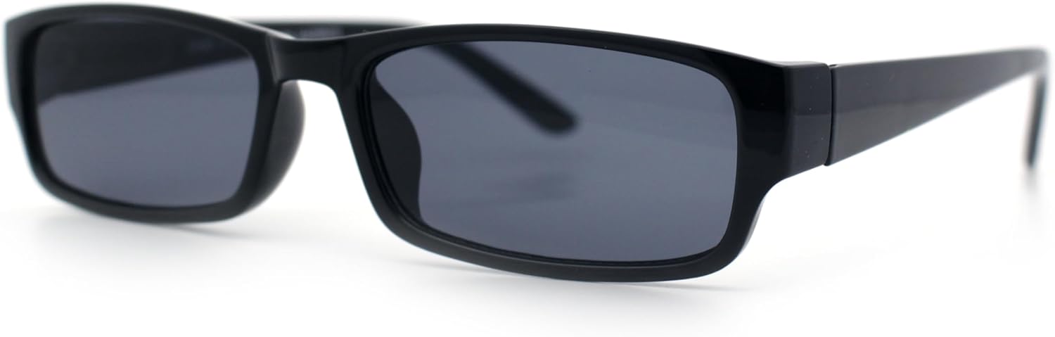 Mens Small Face Snug Fit Color Lens Rectangular Plastic Frame Sunglasses - Image 6