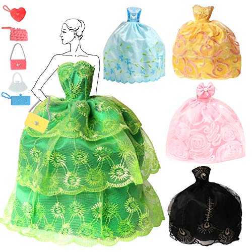 Voccim Fashion Barbi Doll Clothes and Accessories for 11.5 Inch Girl Doll - Handmade Doll Wedding Evening Party Dress Gown Outfit for Girl Gift