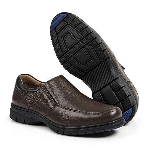 Sapato Linha Extremo Conforto Couro Floater Sem-stress Medical Line - 0501 - Café Cor:Marrom;Tamanho