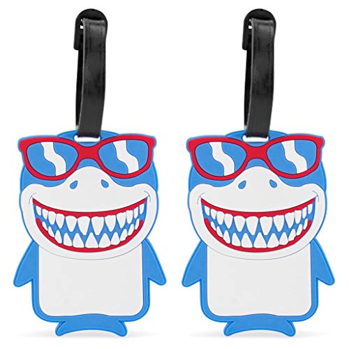 Miami CarryOn Novelty Collection Luggage ID Tags (2-Piece) (Happy Shark)
