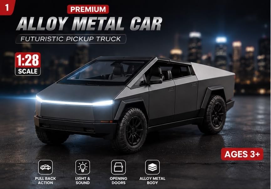 Image of Kammateswara Kids die cast car 1:32 Scale Model Metal Pullback Toy car with Openable Doors & Light Music(Random Color as per Stock) (Pickup Truck)