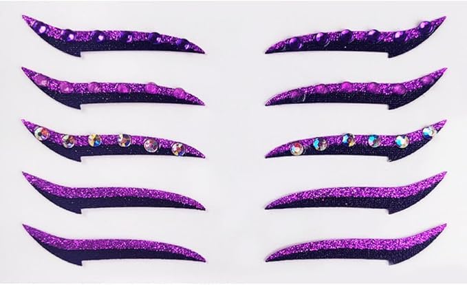 Glitter Eyeliner Stickers con Rojos de Plata Morado 15 Pares miniatura 1