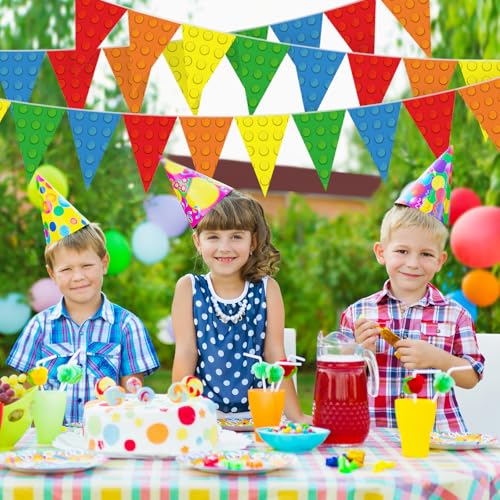 Image of Tiamon 5 Pcs Building Block Birthday Party Triangle Decoration 49.2 Ft