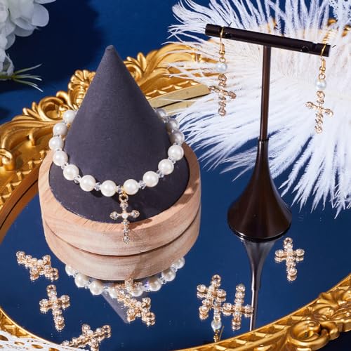 SUNNYCLUE 1 Box 30Pcs Cross Charms Baroque Style Rhinestone Cross Charm Imitation Pearl Beads Golden Crosses Crucifix for jewellery Making DIY Necklace Earrings Keychain Craft Supplies - Image 4