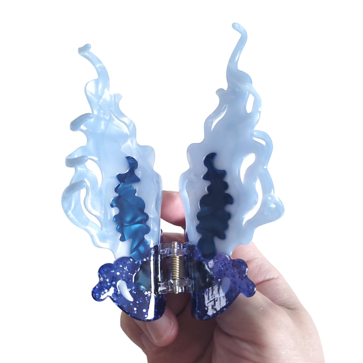Hair Clips Acetate Big Claw Blue Ocean Jellyfish Art Deco for Women Amazon.com : Novelty Ocean Jellyfish Hair Clips,Cellulose  main image 4