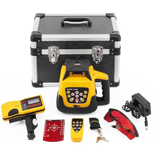 Horizontal & Vertical Rotary Laser,500m Range Kit,IP54 Waterproof Remote Control, w/Receiver, Leveling Transit Laser Level Red Beam for Construction,LivelloLaserRosso