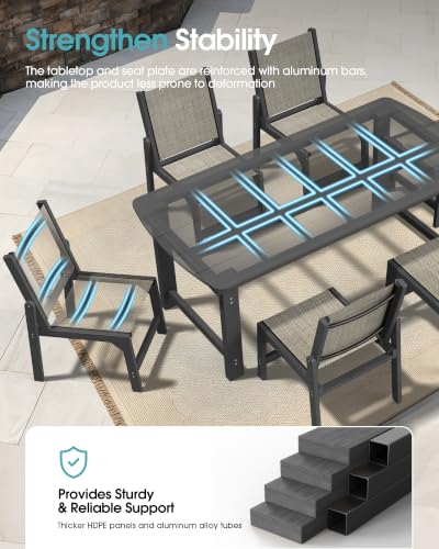 Image of Ciokea HDPE Outdoor Dining Chair of 2, Patio Stackable Porch Chairs, Grey