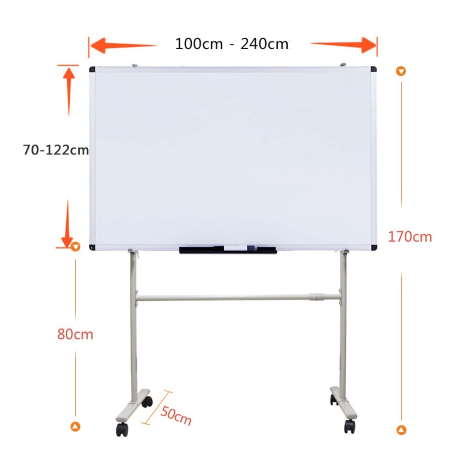Beweglicher Whiteboard-Ständer, Verstellbare Metallstütze Für Trocken Abwischbaren Tafelständer, Mit Feststellbaren Rollen, Für Büro, Klassenzimmer, Grau