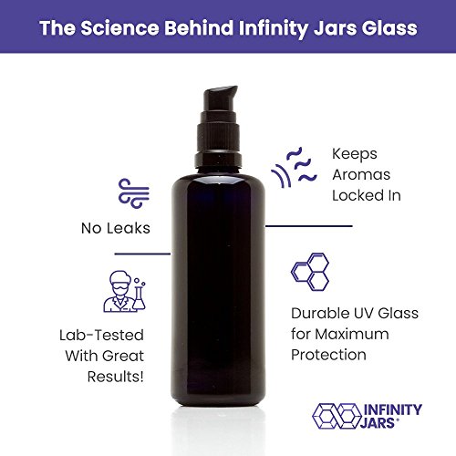 Infinity Jars 100 Ml (3.4 Fl Oz) Black Ultraviolet Glass Push Pump Bottle 10-Pack #TOP3