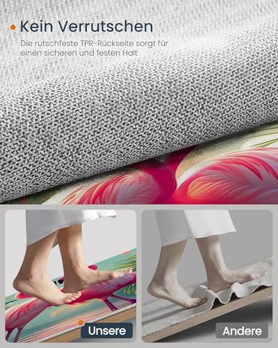 Tapis poils courts lavable forêt tropicale rose 60x90 - 7