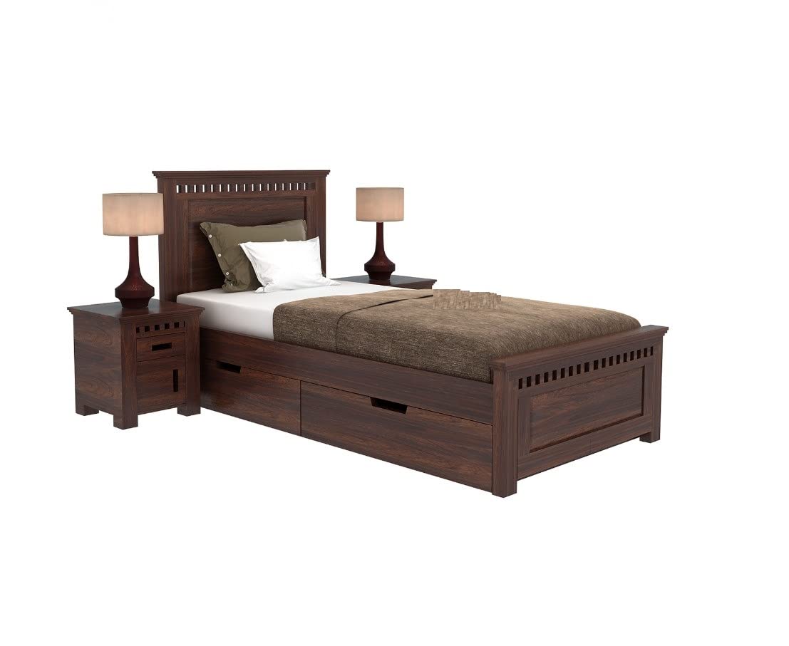 Gourav Wood Mart Solid Sheesham Wood Single Bed Cot with Storage | Single Size Bed for Bedroom | Multipurpose Storage Bed (Walnut, Single) (B0BWV28JCK) Amazon Price History, Amazon Price Tracker