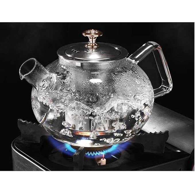 Image of PrimeWorld 1000ml Glass Teapot with Infuser | Borosilicate Clear Tea Maker Pot | Stovetop & Microwave Safe Kettle for Loose Leaf, Blooming Tea & Herbal Infusions