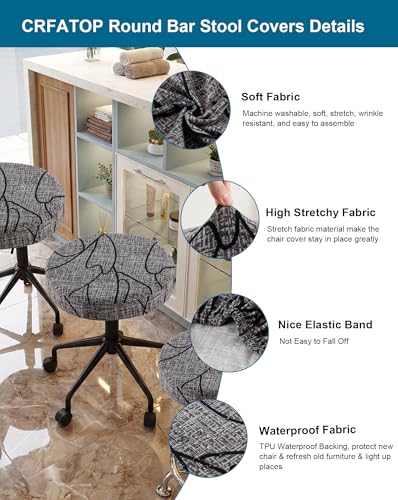Image of CRFATOP 4 Pack Waterproof Bar Stool Covers Round Seat Slipcover,M,15 | 12-15 In Stretch Counter Cushion Protector, Washable, Pet Friendly, for Bar Kitchen Living Room Decor, No Cushion or Pad
