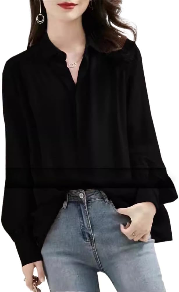 Womens Shirt, Chiffon French top, Draped and Loose Large Size Womens Outfit,