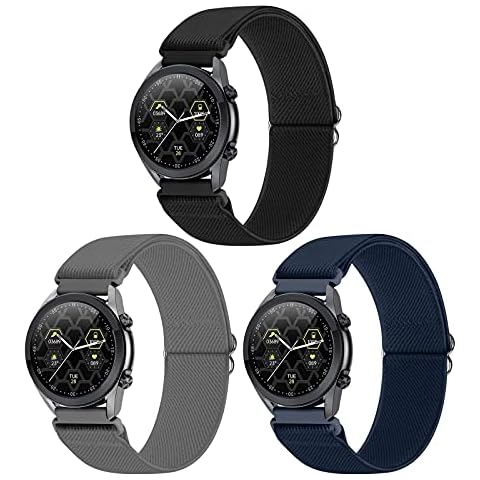 WNIPH 22mm Strap Compatible Galaxy Watch 3 45mm/Galaxy Watch 46mm/Gear S3 Frontier Classic/Huawei Watch GT 2/GT 2 Pro/Vivoactive 4/Forerunner 745,Adjustable Elastic Nylon Solo Loop Replacement Bands Cover
