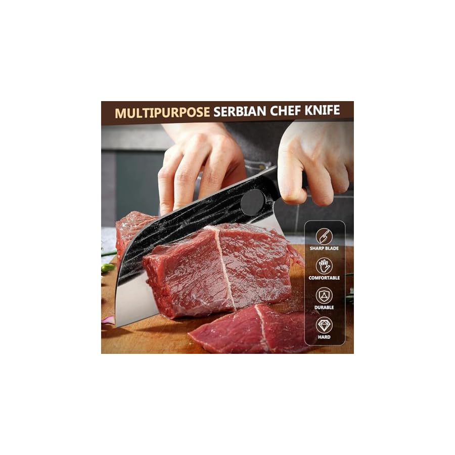 Huusk-Serbian-Chef-Knife-Hand-Forged-Meat-Cleaver-with-Sheath-High-Carbon-Steel-Full-Tang-Knife-Heavy-Duty-Butcher-Knife-for-Kitchen-or-Camping-Outdoor-Christmas-Gifts-Gifts-for-Dad Huusk Serbian Chef Knife Hand Forged Meat Cleaver with Sheath High Carbon Steel Full Tang Knife Heavy Duty Butcher Knife for Kitchen or Camping Outdoor Christmas Gifts Gifts for Dad