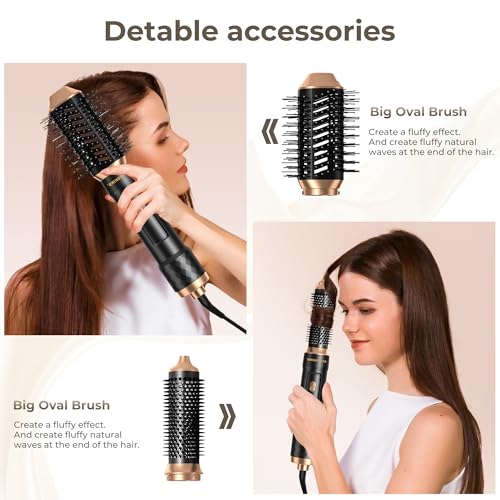 1000W Hot Air Styler 6 in 1 Hair Styler Hot Air Brush Set, Ionic Hair Styler with Hair Dryer, Round Brush Hair Dryer, Hair Dryer Brush, Hot Straightening Brush, Air Styler Thermal Brush Hair Dryer Set - Image 5