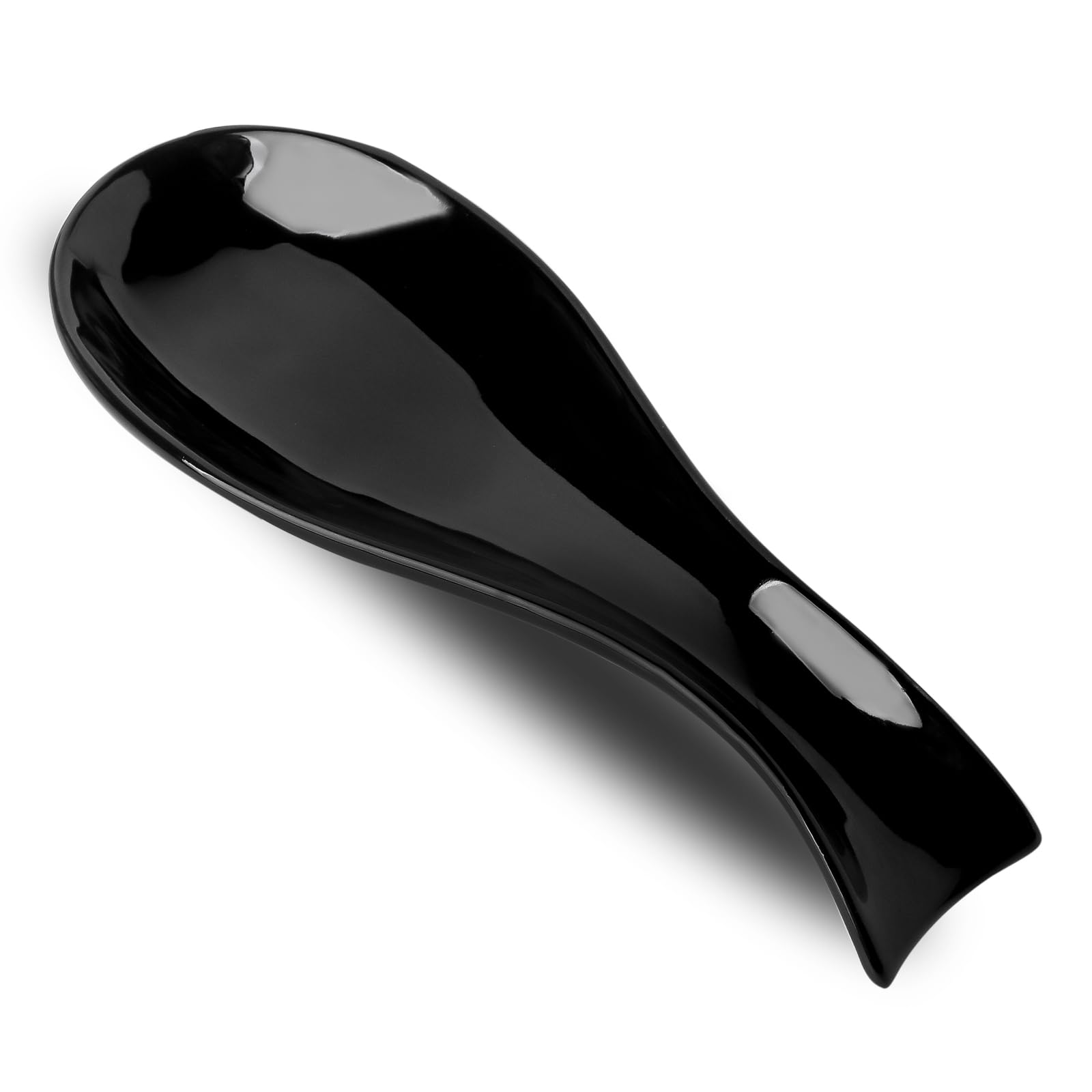Hasense Spoon Rest for Stove Top, Large Ceramic Spoon Holder for Kitchen Counter, Cooking Utensil Rest for Spatula Ladle and Tong, Utensil Rest for Coffee Bar, Housewarming Gift, Black