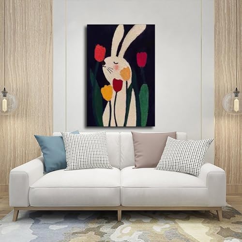 Impression sur toile abstraite lapin blanc WJWART art mural - 5