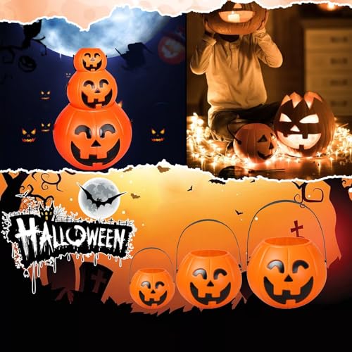 Portable Pumpkin Bucket Children Trick Or Treat Pail Holder, Smiling Face Pumpkin Candy Pail for Kids, Halloween Party Supplies (L) - Image 7