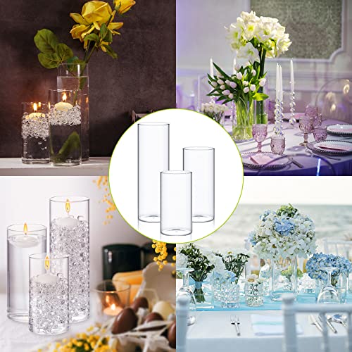 Didaey 6 Pcs Glass Cylinder Vases for Centerpieces 5,6,8,10 Inch Tall Clear Flowers Vase Hurricane Floating Candles Holders Bulk for Table Centerpieces Wedding Home Decor (2.5\'\' X 5\'\',6\'\',8\'\')