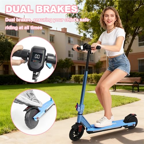 Image of Electric Scooter for Kids Ages 8-15,180W Motor,11 MPH Max Speed & 15 Miles,Adjustable Height & Speed,Colorful Lights,LED Display,UL2272,Foldable Kids Electric Scooter 155 Lbs Max Load