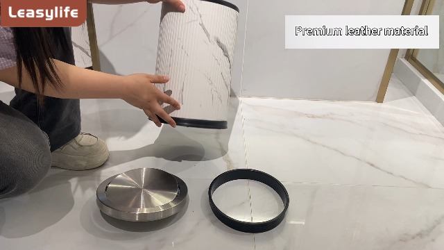 Image of 9L /2.3GAL Small Trash Can with Swing Lid,Fancy Gold Waste Paper Baskets for Bathrooms,Gold Small Trash Can for Bathroom,Bedroom, Powder Room,Office,Laundry Room (9L-Wash Painting)