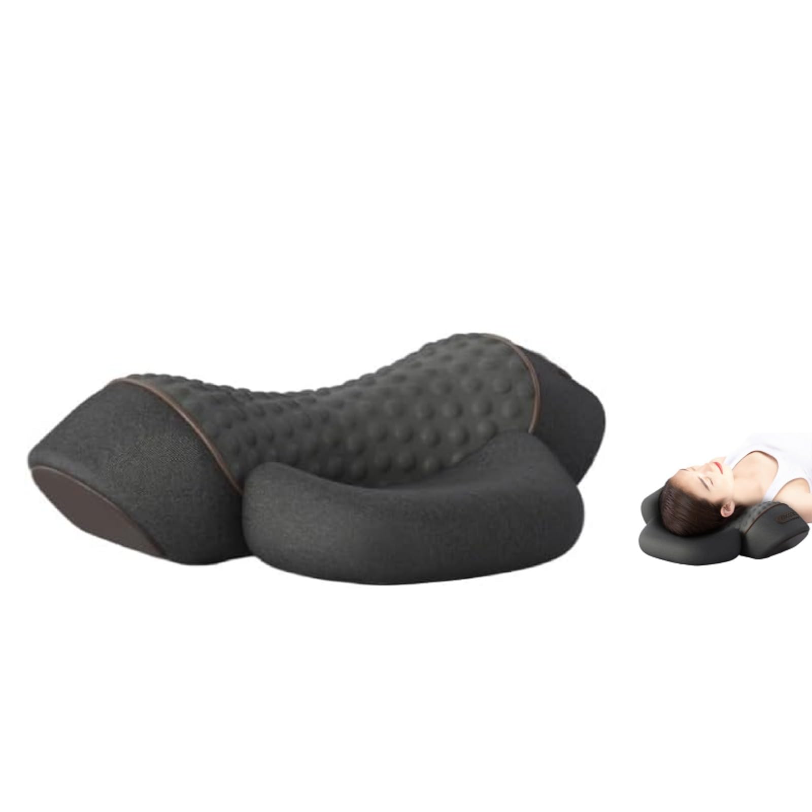 Qelara Almohada CerviFlex - 3 En 1 Masaje Cervical Con Calor, Espuma Viscoelástica, Diseño Ergonómico, Alivia Dolor De Cuello Y Hombros, Relajante, Apta Para Hogar Y Oficina. (Negro)
