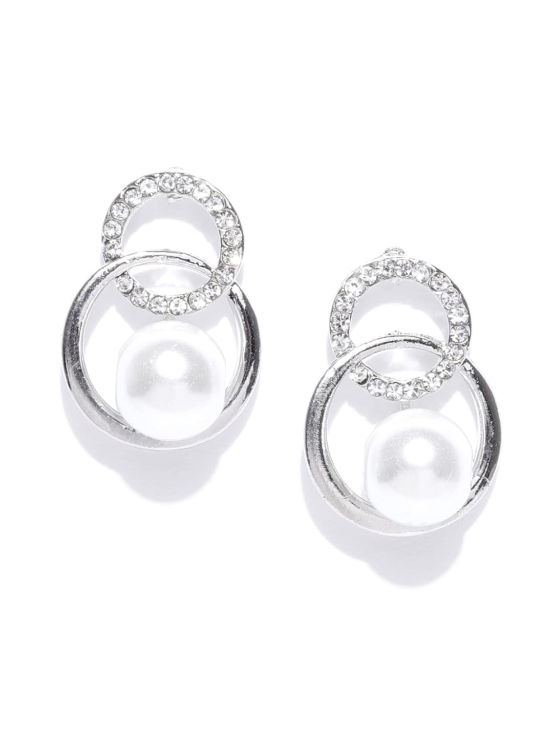 Zaveri Pearls Silver Tone Embellished With Austrian Diamonds & Pearl Stud Earring For Women-ZPFK8342 (B07MYWRZQT) Amazon Price History, Amazon Price Tracker