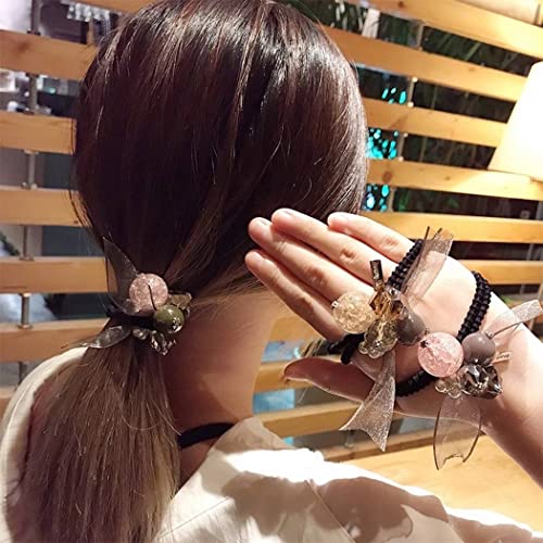 Brinie Rhinestone Hair Scrunchy Elasitc Hair Ties Pink Ponytail Holder Decorative Hair Ropes Stretch Hair Bands Hair Accessories For Women And Girls (Pack Of 3) #TOP5