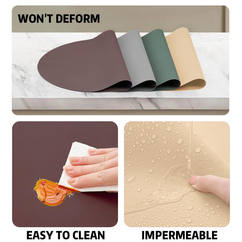 Tovagliette Silicone Impermeabili e Antiscivolo Siliconty, Set di 4 Ovali Termoisolanti, Tovagliette Colazione, Termoisolanti e Facili da Pulire, 43x30 cm (comb 4pcs)