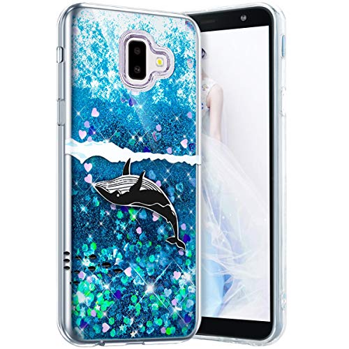 Robinsoni Case Compatible with Samsung Galaxy J6 Plus 2018 Phone Cover Flexible Galaxy J6 Plus 2018 Case Silicone Case 3D Liquid Floating Cover Sparkle Bling Cover Shockproof Case Bumper Case Whale 2