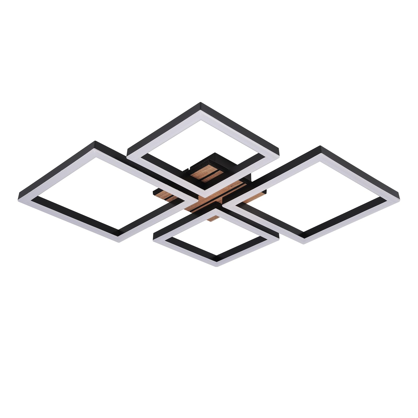 ZMH LED Deckenleuchte Wohnzimmer Deckenlampe 66CM Schwarz Wohnzimmerlampe | Modern Design Schlafzimmer 3000K Warmweiß Schlafzimmerlampe in Holzoptik Deckenbeleuchtung für Küche Esszimmer Arbeitszimmer