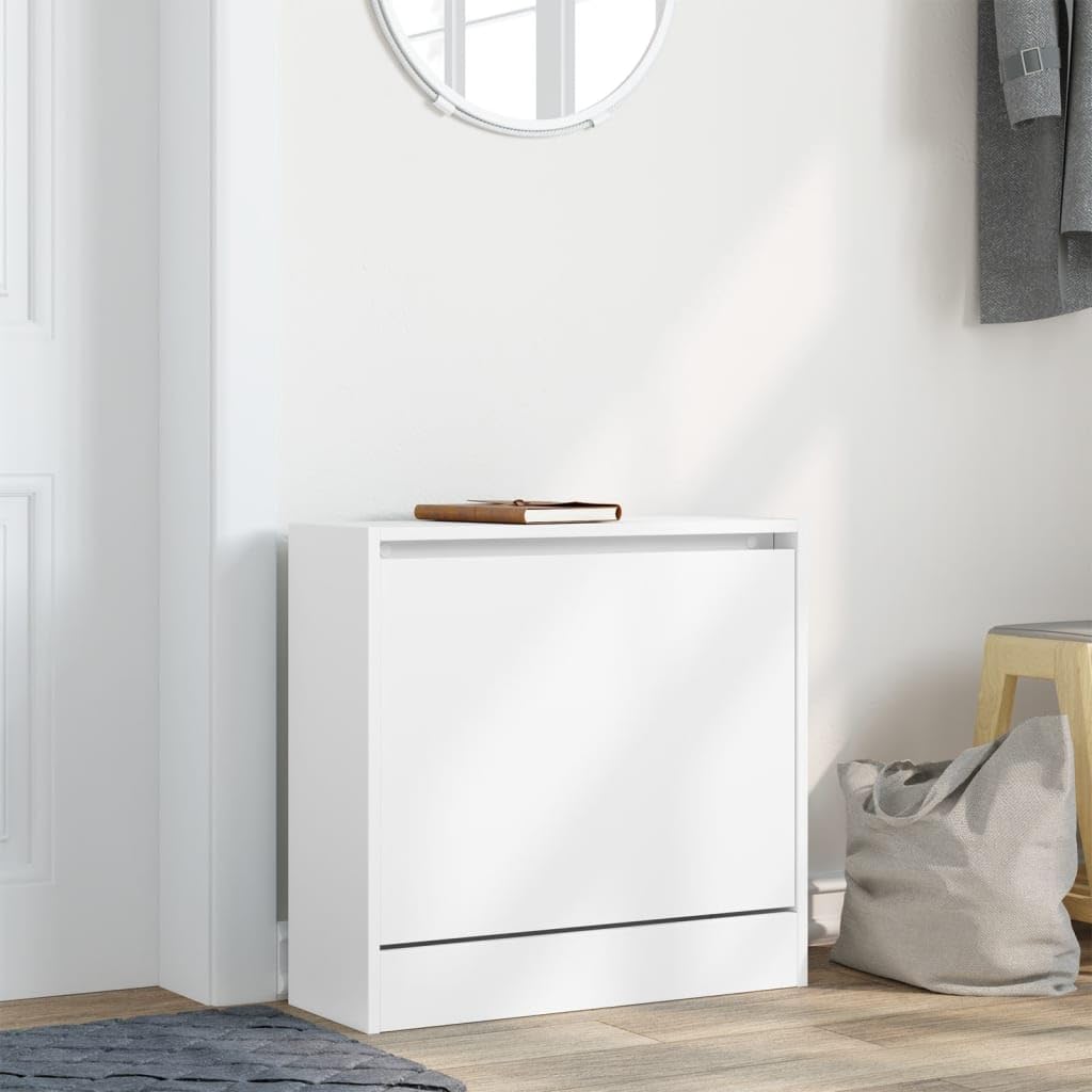 Armoire à Chaussures Blanche 60 x 21 x 57 cm Bois Composite