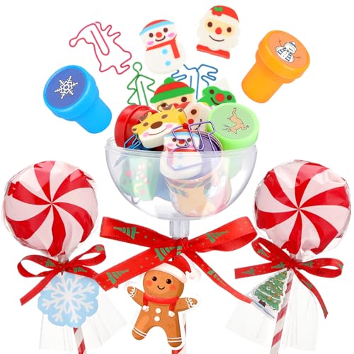 Cadeaux de fête sucettes de Noël avec crayons et sacs pour surprendre vos petits invités