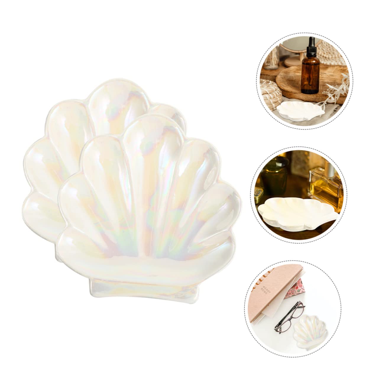 2 szt. Talerz z biżuterią z muszli Talerz z biżuterią Talerz z biżuterią ceramiczną Talerz z motywem oceanicznym Talerz z muszli Uchwyt pierścieniowy Naczynia na ozdoby Talerz na ozdoby Damskie prezen