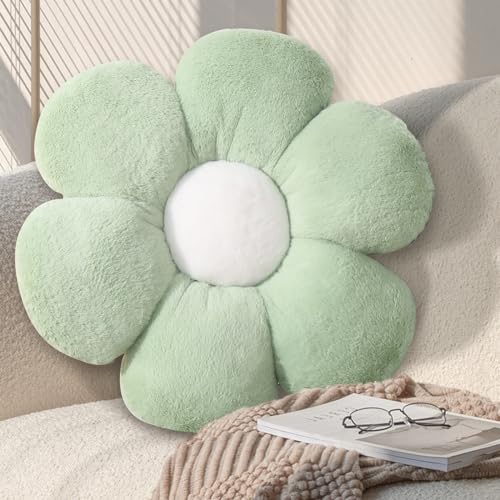 Sage Green Flower Pillow,Daisy Pillow,Flower Shaped Throw Pillow,Sofa Decorative Pillows for Couch 17.71In