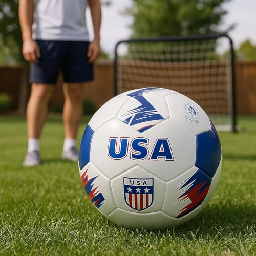 Image of Vizari Country Soccer Ball with Long-Lasting Air Retention Bladder and Machine-Stitched Panels | Consistent Bounce for Passing and Shooting | Eye-Catching National Colors Design