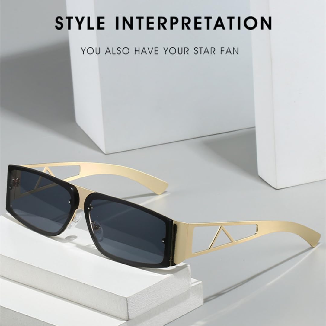 MUTYNE Metal Hollow Square Sunglasses Women Men Vintage Luxury Outdoor Driving Travel Trending Shades Uv400 image 2