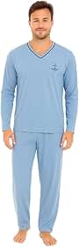 Pijama Masculino Adulto Inverno Camisa Manga Longa e Calça Comprida de Malha