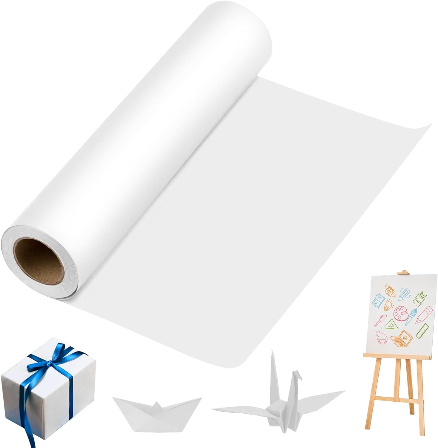 White Wrapping Paper 12″×1200″ Art Craft Paper Roll for Kids, Wrapping Paper for Gifts, White Easel Paper Roll for Painting Drawing, White Construction Paper