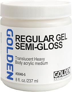 Regular Gel Semi-Gloss by GOLDEN, 8 fl. oz. Jar, Professional Acrylic Gel Medium, Semi-Transparent