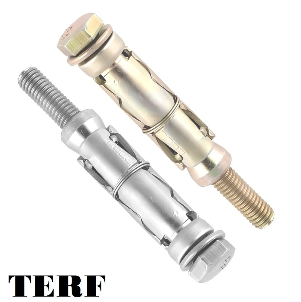 TERF® M8 X 60mm Loose Bolts M8 X 60mm (M8:10L) Zinc or Zinc Yellow Passivated Steel Heavy Duty Expansion Bolt Shield Anchor Plug for Masonry Brick Concrete - Image 2
