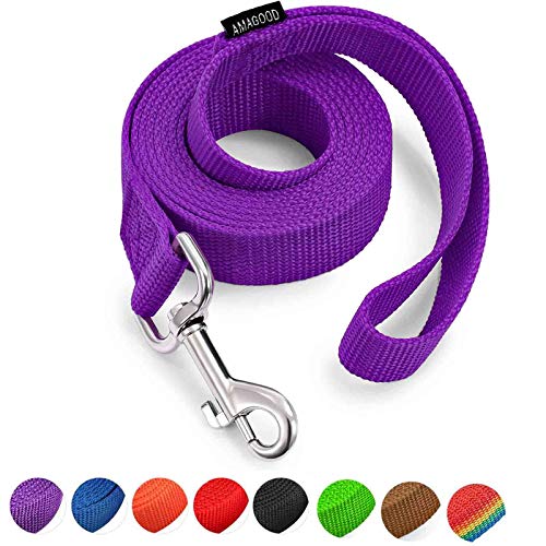 AMAGOOD 1.8M(6 FT) Puppy/Dog Leash, Strong and Durable Traditional Style Leash with Easy to Use Collar Hook,Dog Lead Great for Small and Medium and Large Dog(1" X 6 Feet, Purple)