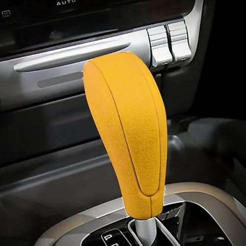 Rjpllrjjyz Yellow Suede Leather Car Gear Shift Knob Cover for Porsche Cayenne 2004-2009