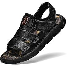 Mens Sandals Leather Open Toe Outdoor Sport Adjustable Summer Beach Shoes