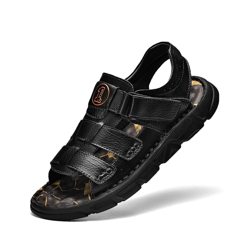 Men's Sandals Leather Open Toe Outdoor Sport Adjustable Summer Beach Shoes