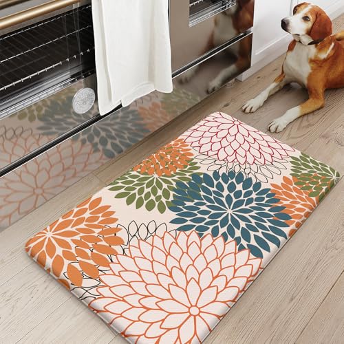 Collive Kimode Anti Fatigue Kitchen Mat, Farmhouse Floral Kitchen Floor Mats 17.3"X29", Non Slip Waterproof Kitchen Rug, Geometric Comfort Standing Mat For Laundry thumb #2